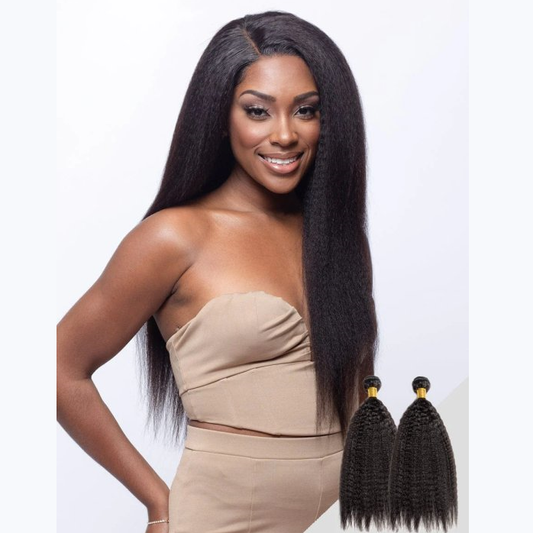 Brazilian Virgin Hair Kinky Straight Bundles - 100% Unprocessed Human Hair Weave